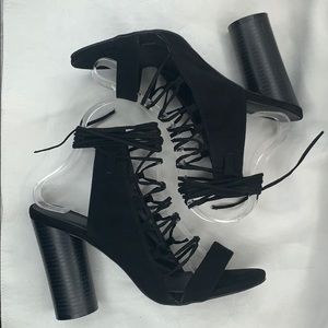 Open Toe Heel Lace-up Heel Sandal